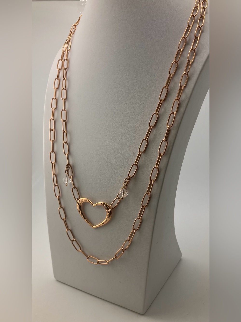Katia Designs Gold Heart Link Layered Necklace - EUC, adjustable magnetic clasp